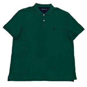 Nautica Classic Short Sleeve Polo Golf Shirt Men’s Size XL Dark Green 2 Button